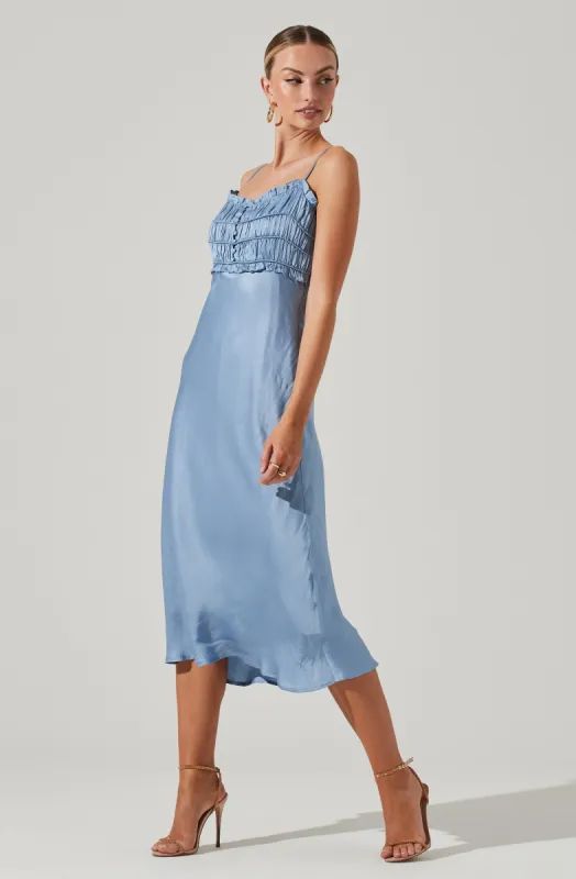 Zola Smocked Midi Dress sold by Astr