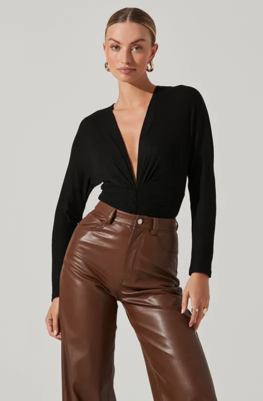 Luella Plunge Neck Bodysuit made by Astr