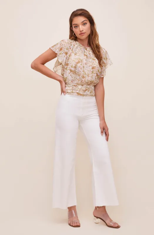 Kitt Floral Back Tie Top made by Astr