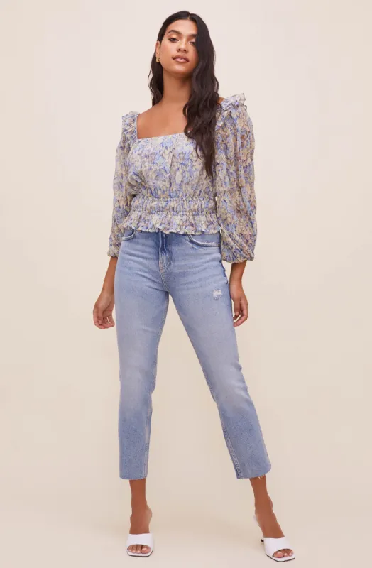 Elva Floral Ruffle Top sold by Astr