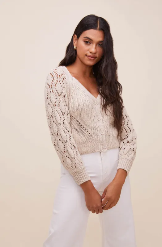 Angelica Pointelle Knit Cardigan sold by Astr
