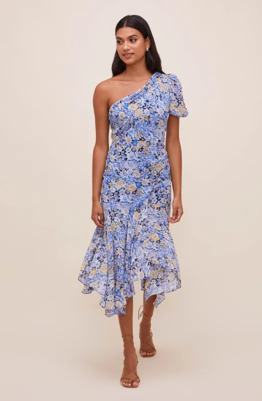 Santorini Floral One Shoulder Dress sold by Astr