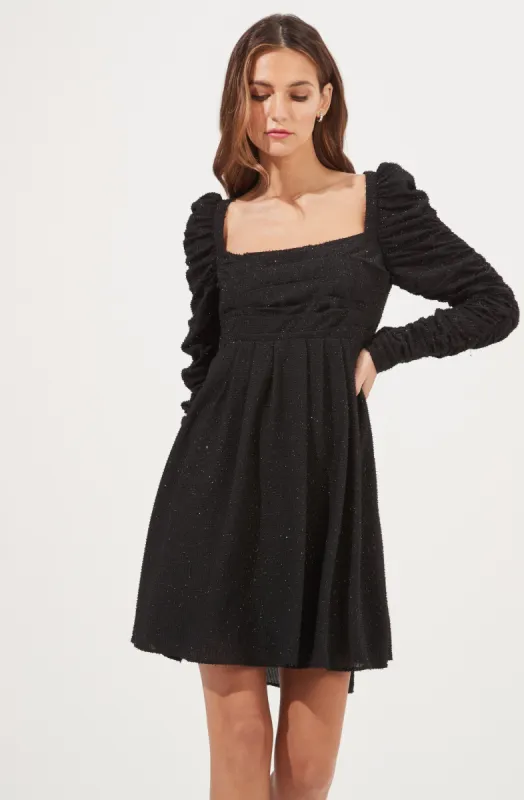 Hayworth Metallic Square Neck Ruched Sleeve Mini Dress made by Astr