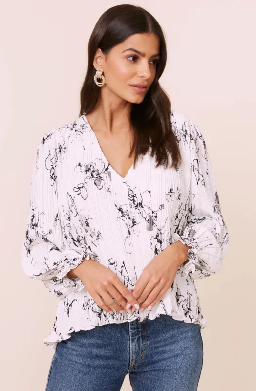Plisse Long Sleeve Top sold by Astr