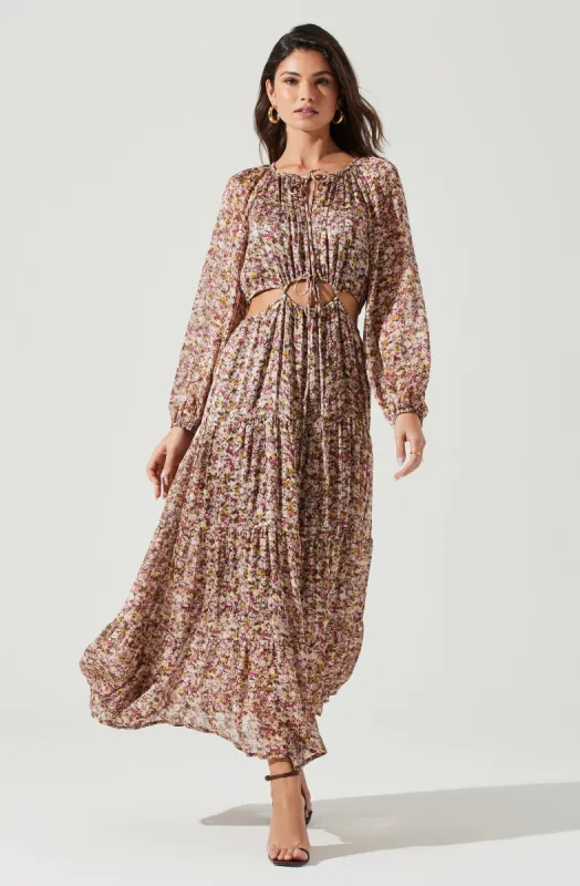 Freya Floral Cutout Midriff Maxi Dress sold by Astr