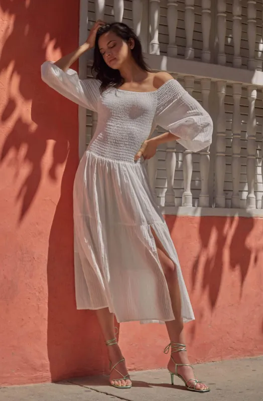 Utopia Off Shoulder Midi Dress sold by Astr