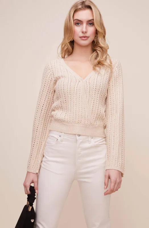 Pointelle Wrap Sweater sold by Astr