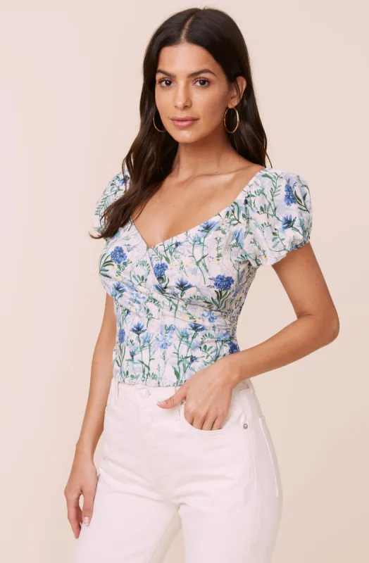 Surplice Square Neck Short Sleeve Crinkle Top sold by Astr