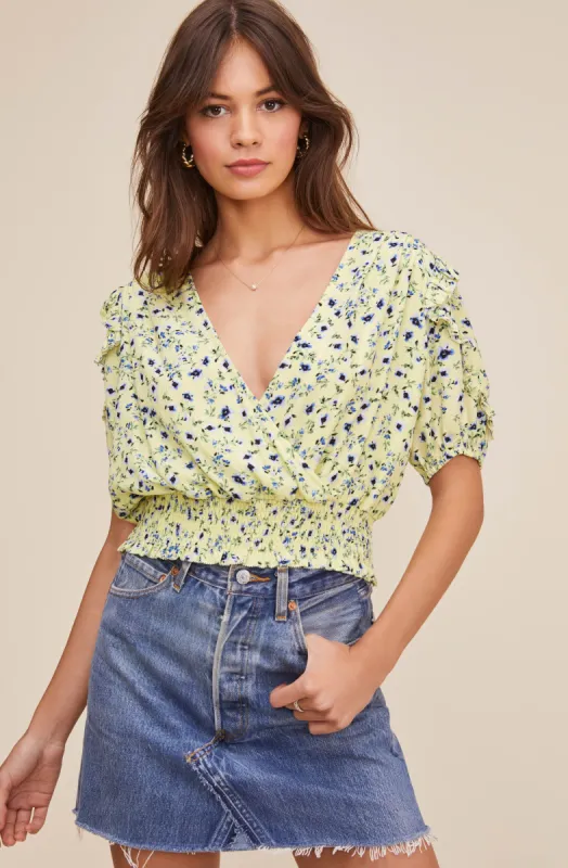 Mavis Floral Wrap Top sold by Astr