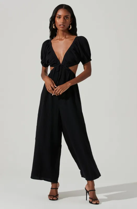 Gauze Cut Out Jumpsuit sold by Astr