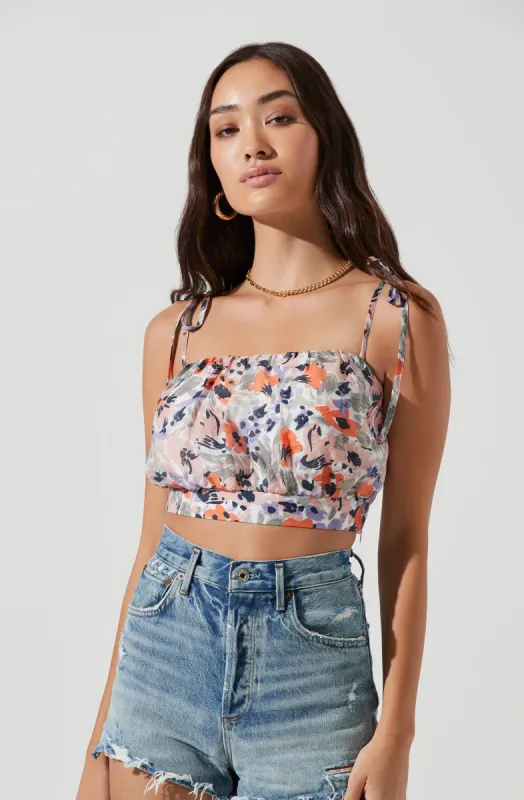 Terra Bella Floral Tie Strap Crop Top sold by Astr