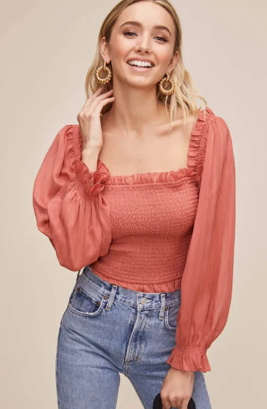 Teri Smocked Top sold by Astr