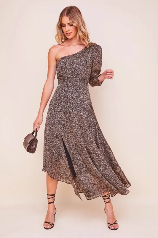 Sable One Shoulder Animal Print Dress made by Astr