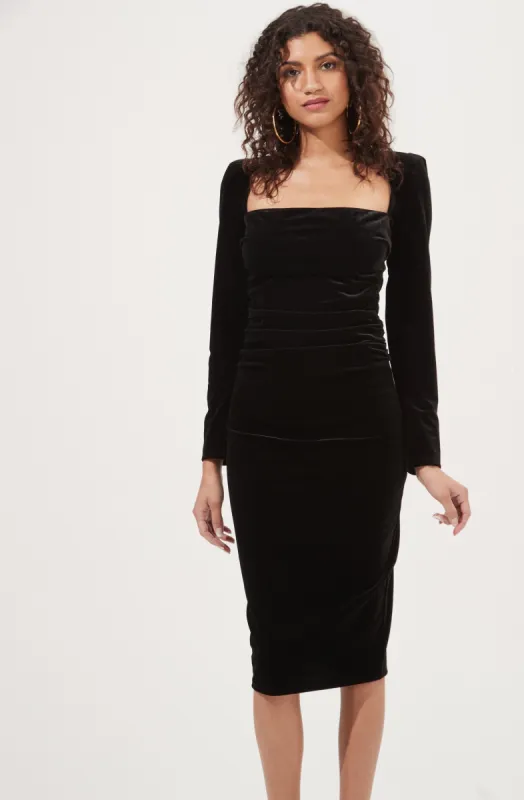 Virginia Velvet Square Neck Midi Dress sold by Astr