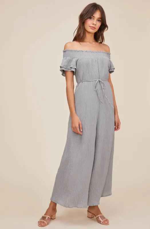 Maura Off Shoulder Jumpsuit sold by Astr