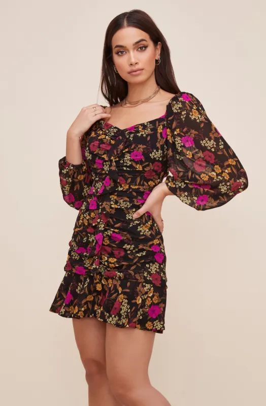 Floral Sweetheart Ruffle Front Dress sold by Astr