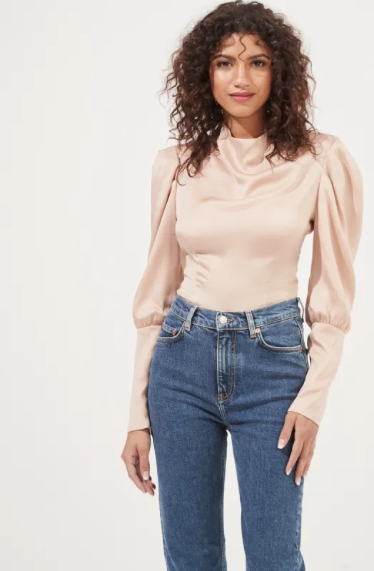 Valencia Cowl Neck Puff Sleeve Top sold by Astr
