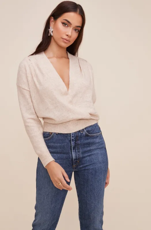 Pleated Wrap Sweater sold by Astr