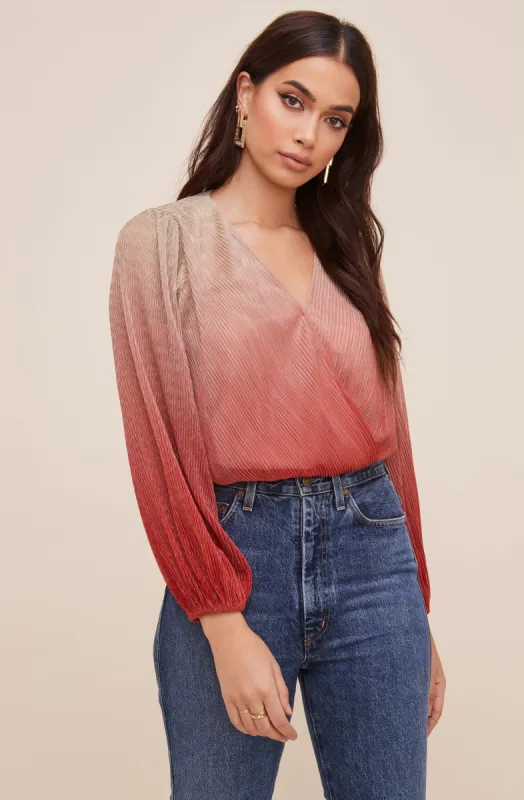 Ombre Pleated Surplice Top sold by Astr