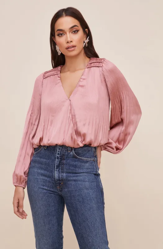 Long Sleeve Wrap Front Top sold by Astr