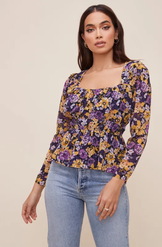 Cinched Waist Long Sleeve Top sold by Astr