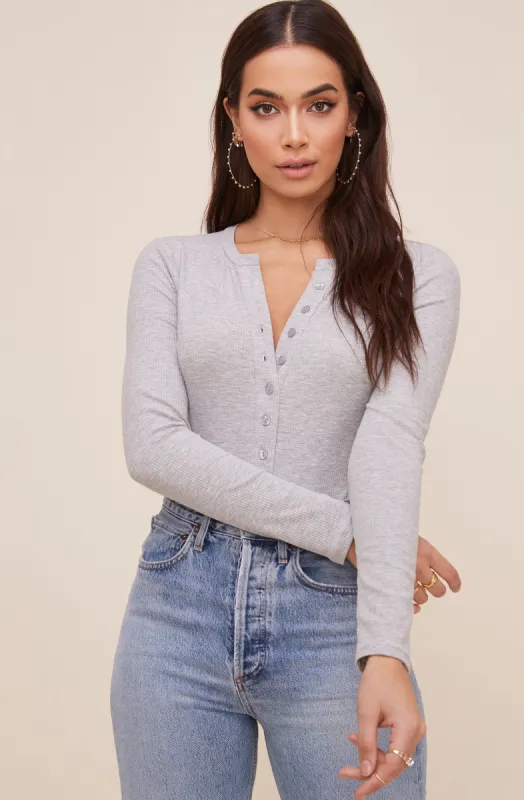 Halliwell Ribbed Henley Bodysuit made by Astr