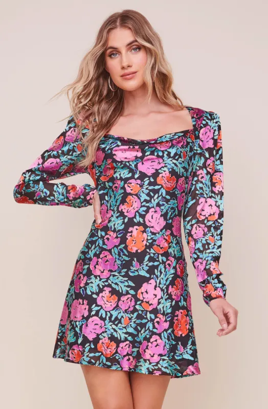 Miriam Long Sleeve Floral Mini Dress sold by Astr