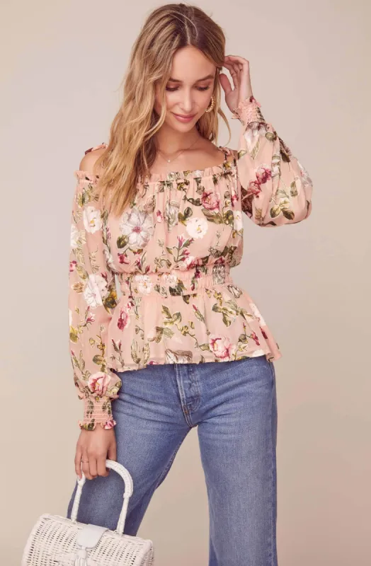 Harlee Floral Cold Shoulder Top sold by Astr
