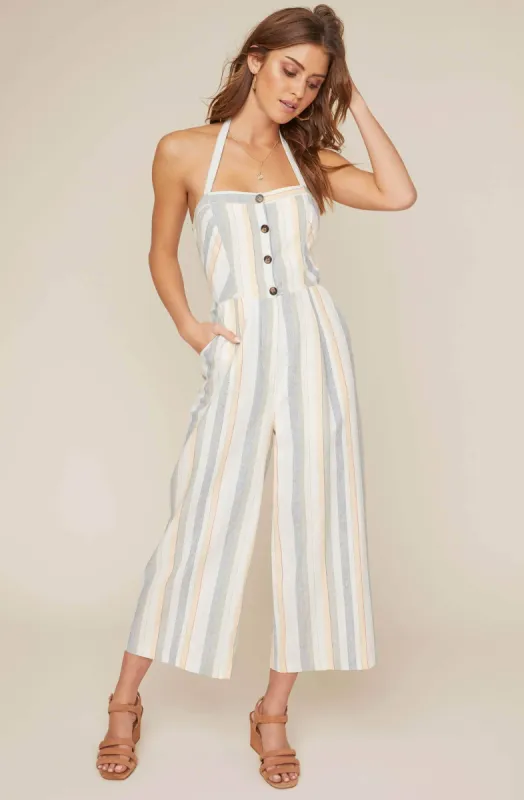 Diane Striped Halter Jumpsuit sold by Astr