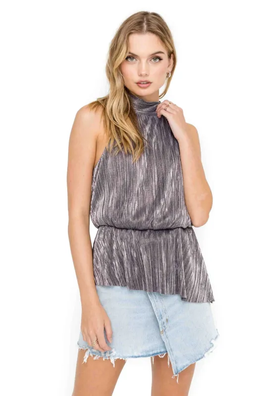 Tie Neck Crinkle Peplum made by Astr