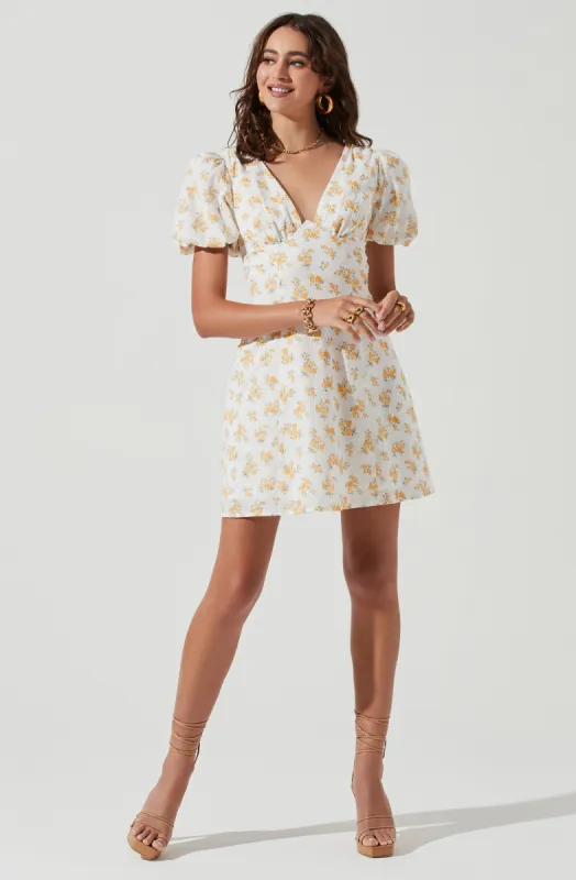 Lovegrove Floral Puff Sleeve Mini Dress sold by Astr