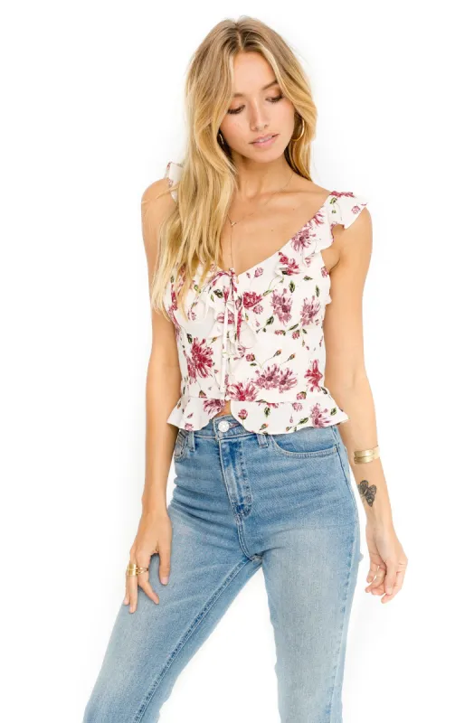 Ruffle Button Down Tank sold by Astr
