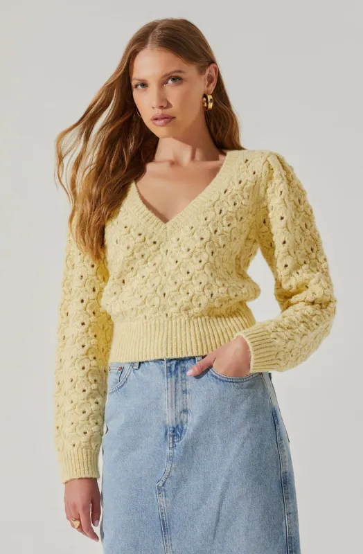 Bianca V Neck Pointelle Sweater made by Astr