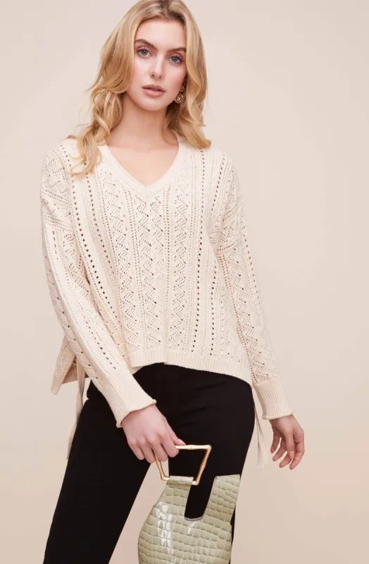 Open Weave V Neck Sweater sold by Astr