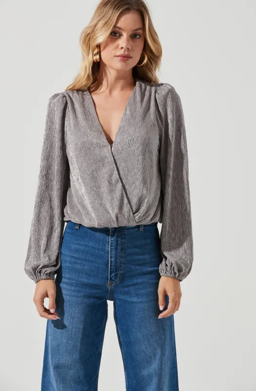 Primadonna Metallic Plisse Top sold by Astr