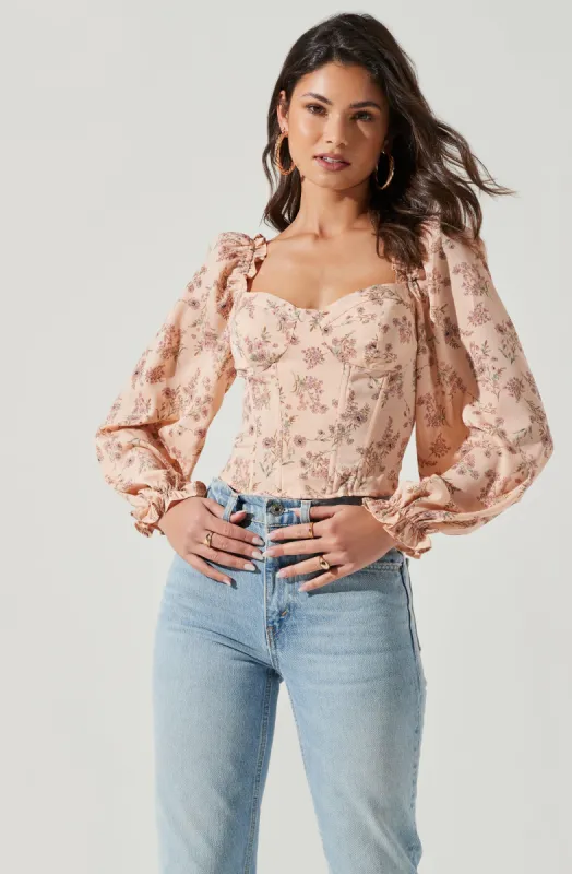 Long Sleeve Sweetheart Neck Top sold by Astr