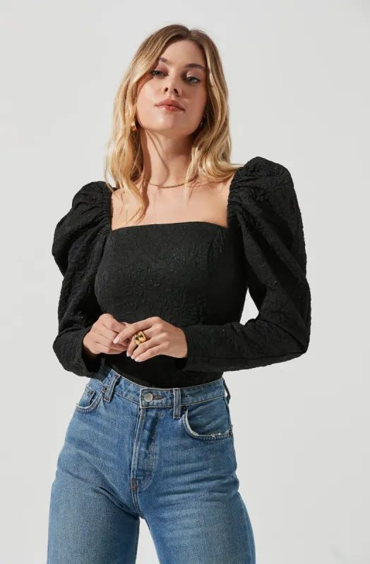 Remi Puff Sleeve Jacquard Top sold by Astr