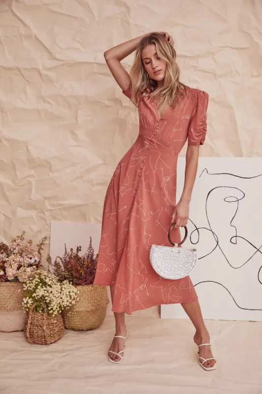 Cher Sketch Midi Dress sold by Astr