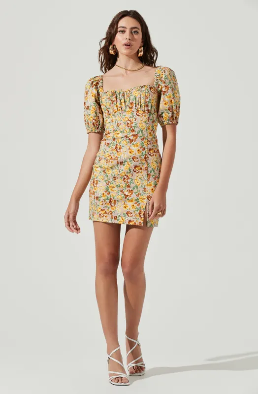 Wendy Floral Puff Sleeve Mini Dress sold by Astr