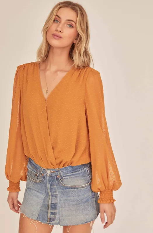 Dixie Wrap Top Bodysuit sold by Astr