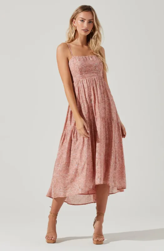 Ursa Tie Back Floral Midi Dress sold by Astr