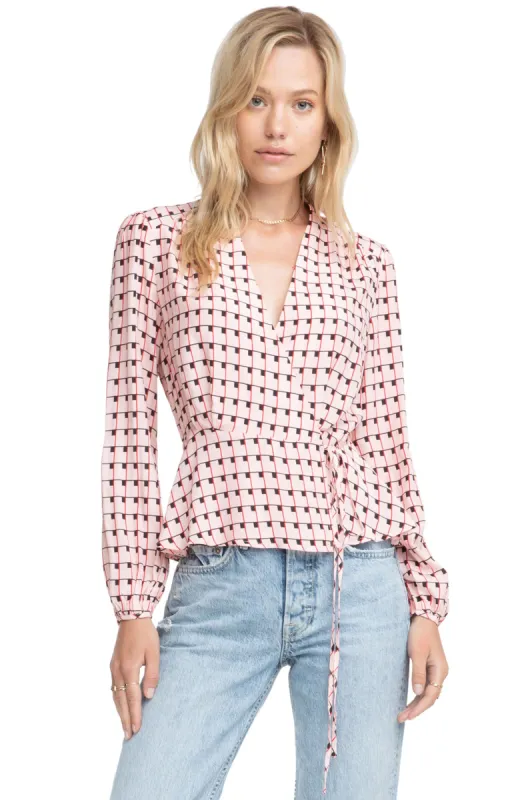 Long Sleeve Front Tie Wrap Top sold by Astr