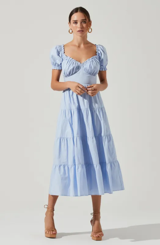 Short Sleeve Cinched Bust Midi Dress sold by Astr