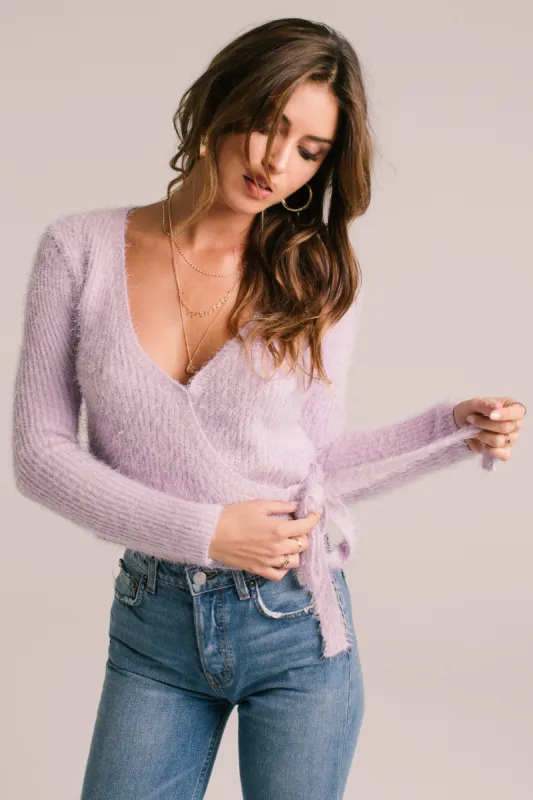Wrap Front Fuzzy Sweater sold by Astr