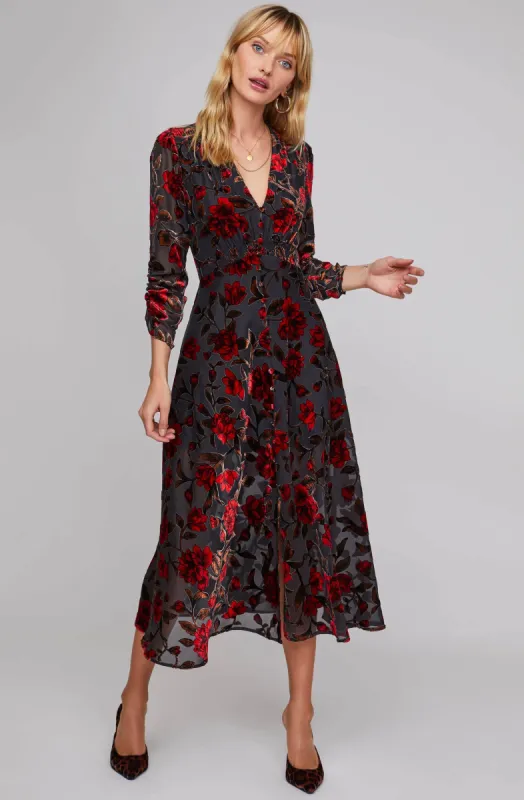 Jalisca Velvet Floral Print Dress sold by Astr