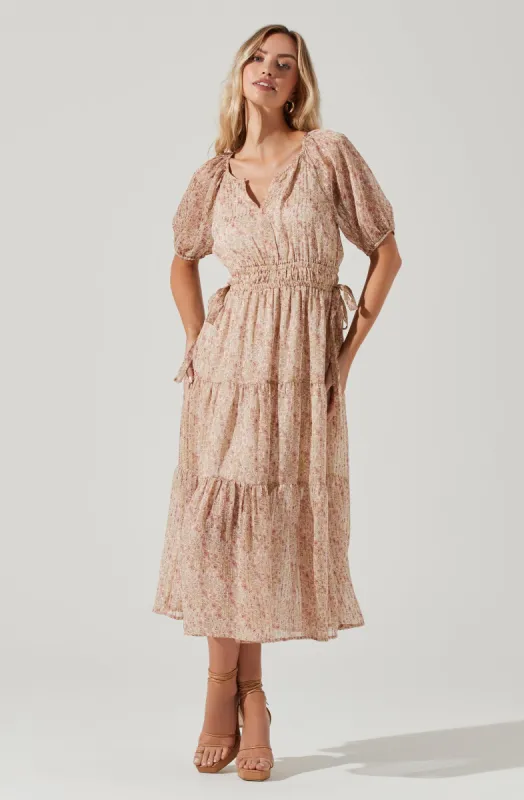 Cinched Waist Tiered Midi Dress sold by Astr