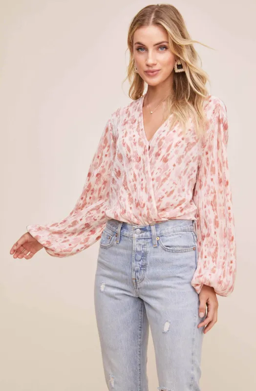 Long Sleeve Plisse Tie Dye Bodysuit sold by Astr