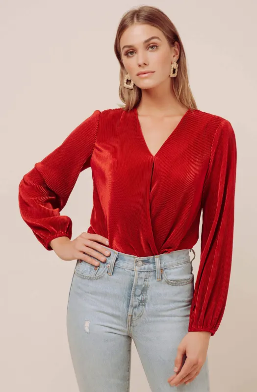 Long Sleeve Plisse Bodysuit sold by Astr