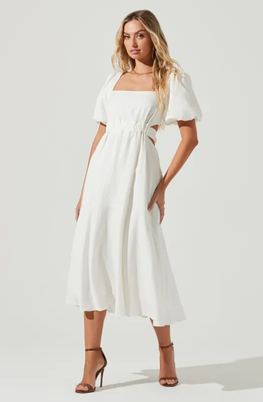 Angeles Puff Sleeve Cutout Dress made by Astr