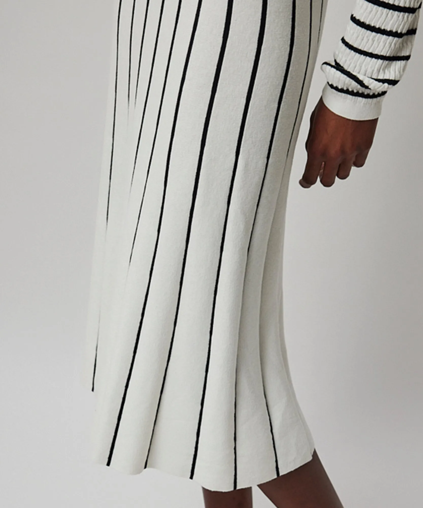 Cotton Cashmere Blend Mixed Stripe Skirt - Chalk-Black sold by ATM Anthony Thomas Melillo product image thumbnail 4